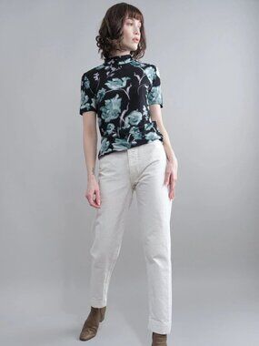 JESSE KAMM Ranger Salt White Organic Cotton Canvas Tapered Peg Leg Pants, Size 8